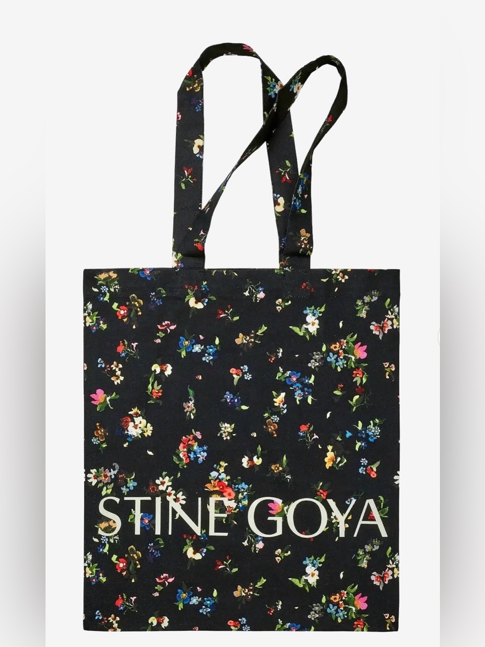 STINE GOYA Black Floral Logo Tote Magnolia Garden all over print 100% cotton